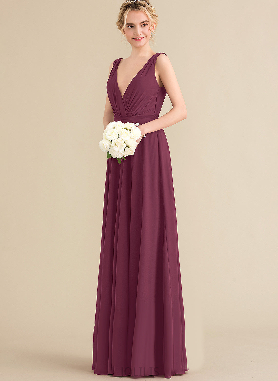 Prom Dresses Pleated Jemima Floor-Length With Chiffon A-Line V-neck