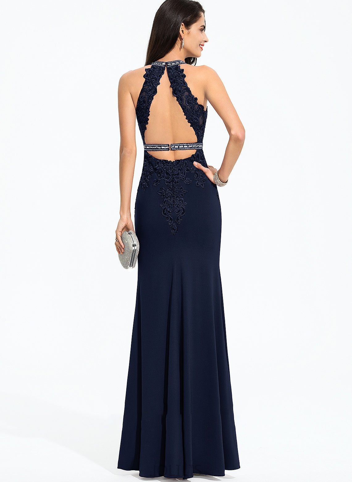 Jersey Floor-Length Sequins With Scoop Adyson Beading Neck Sheath/Column Prom Dresses