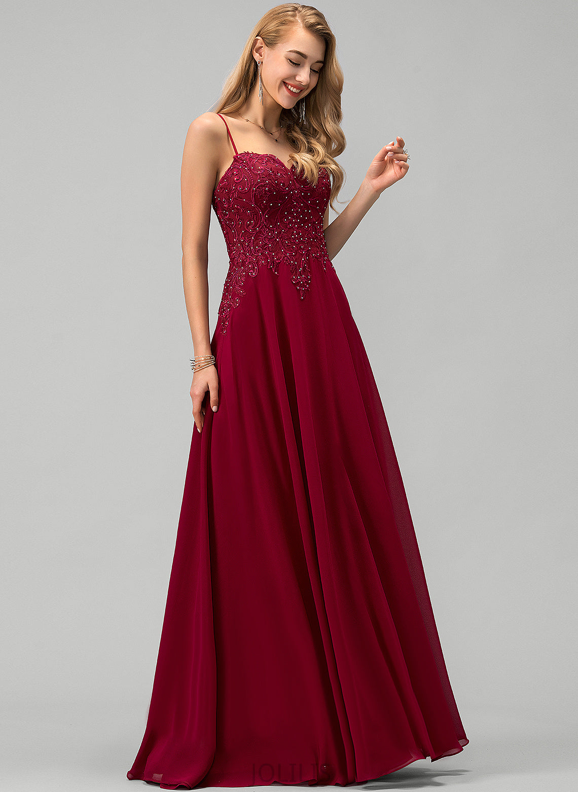 Sequins With Sweetheart Beading Marina Chiffon Prom Dresses A-Line Floor-Length