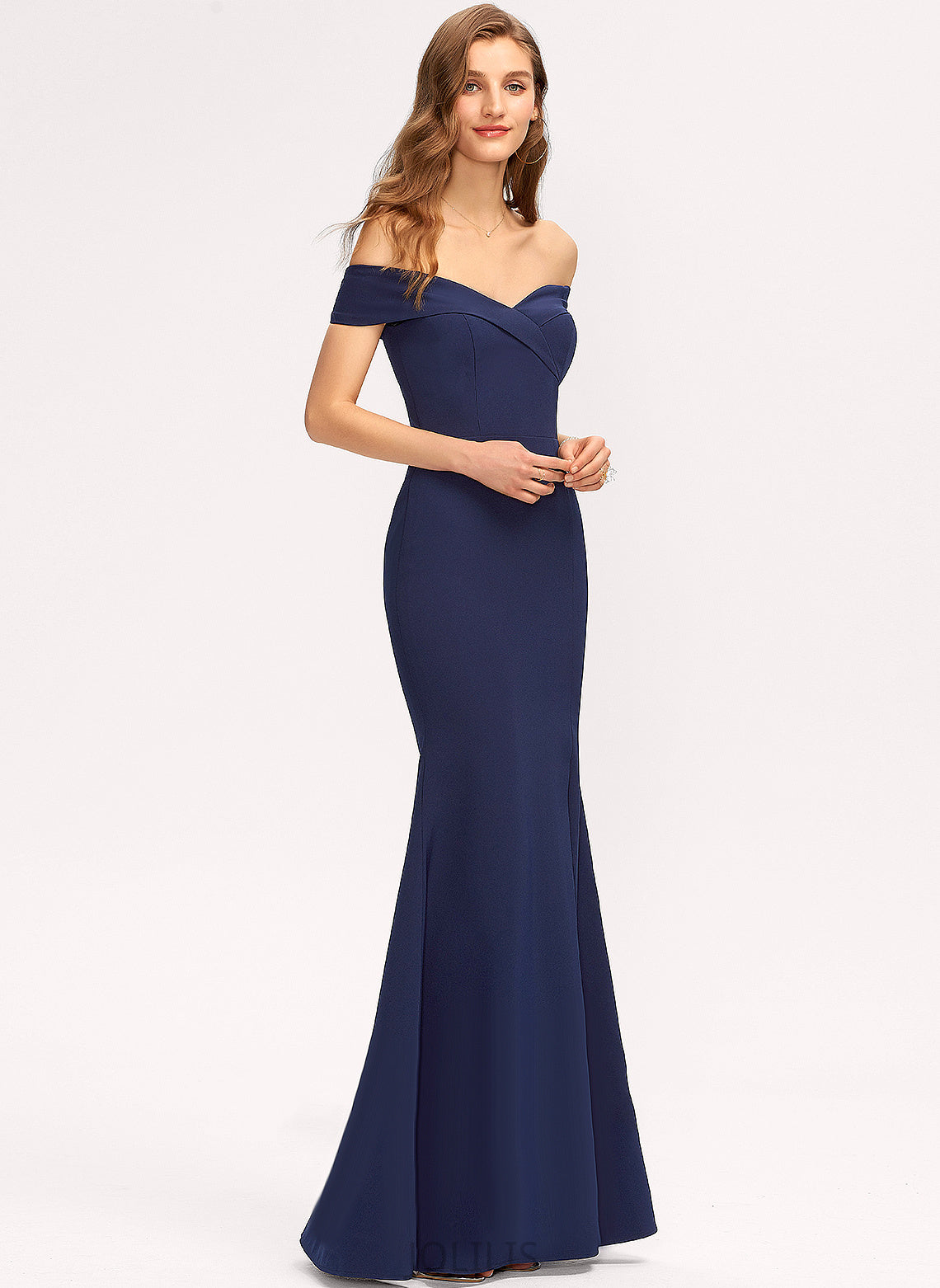 Floor-Length Aiyana Trumpet/Mermaid Off-the-Shoulder Stretch Prom Dresses Crepe