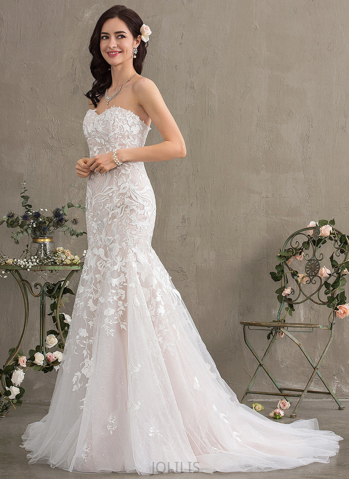 Dress Lace Wedding Dresses Tulle Trumpet/Mermaid Sweetheart Mckinley Court Wedding Train