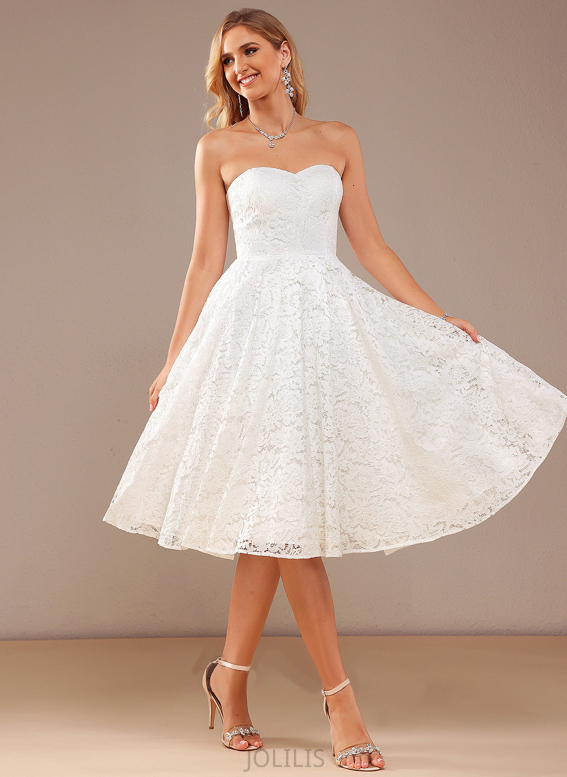 Wedding Dress Knee-Length Sweetheart Wedding Dresses Lace Perla A-Line