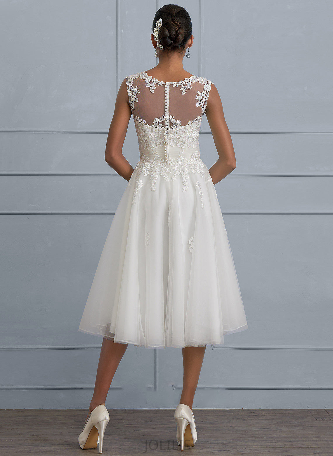 Tulle Cristal A-Line Illusion Dress Wedding Dresses Wedding Ruffle With Asymmetrical