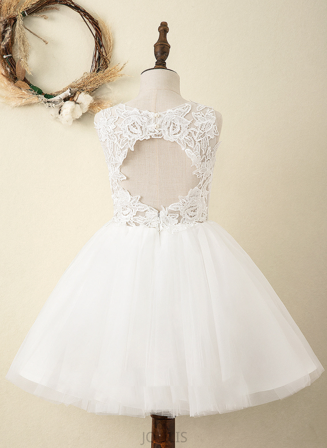 Knee-length Girl - A-Line Flower Girl Dresses Tulle/Lace Dress Neck Scoop Sleeveless Elianna Flower