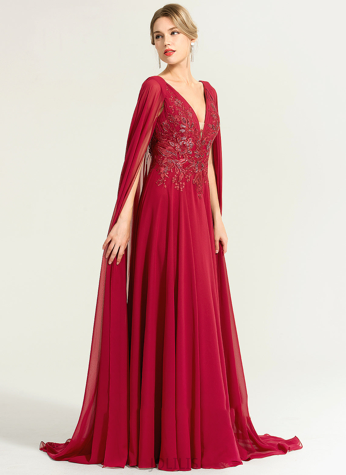 Wedding With V-neck Chiffon Floor-Length Sequins Destiney A-Line Dress Wedding Dresses