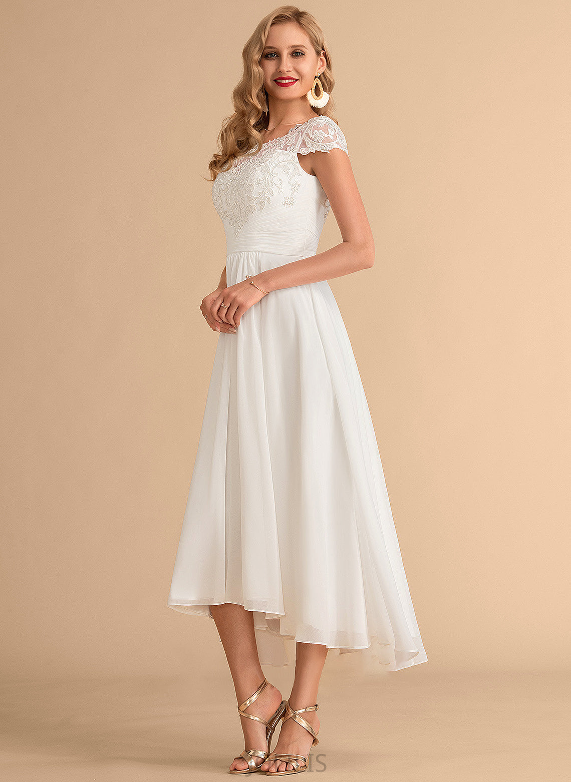 Chiffon Wedding Scoop Asymmetrical Neck Jaida A-Line Dress Wedding Dresses