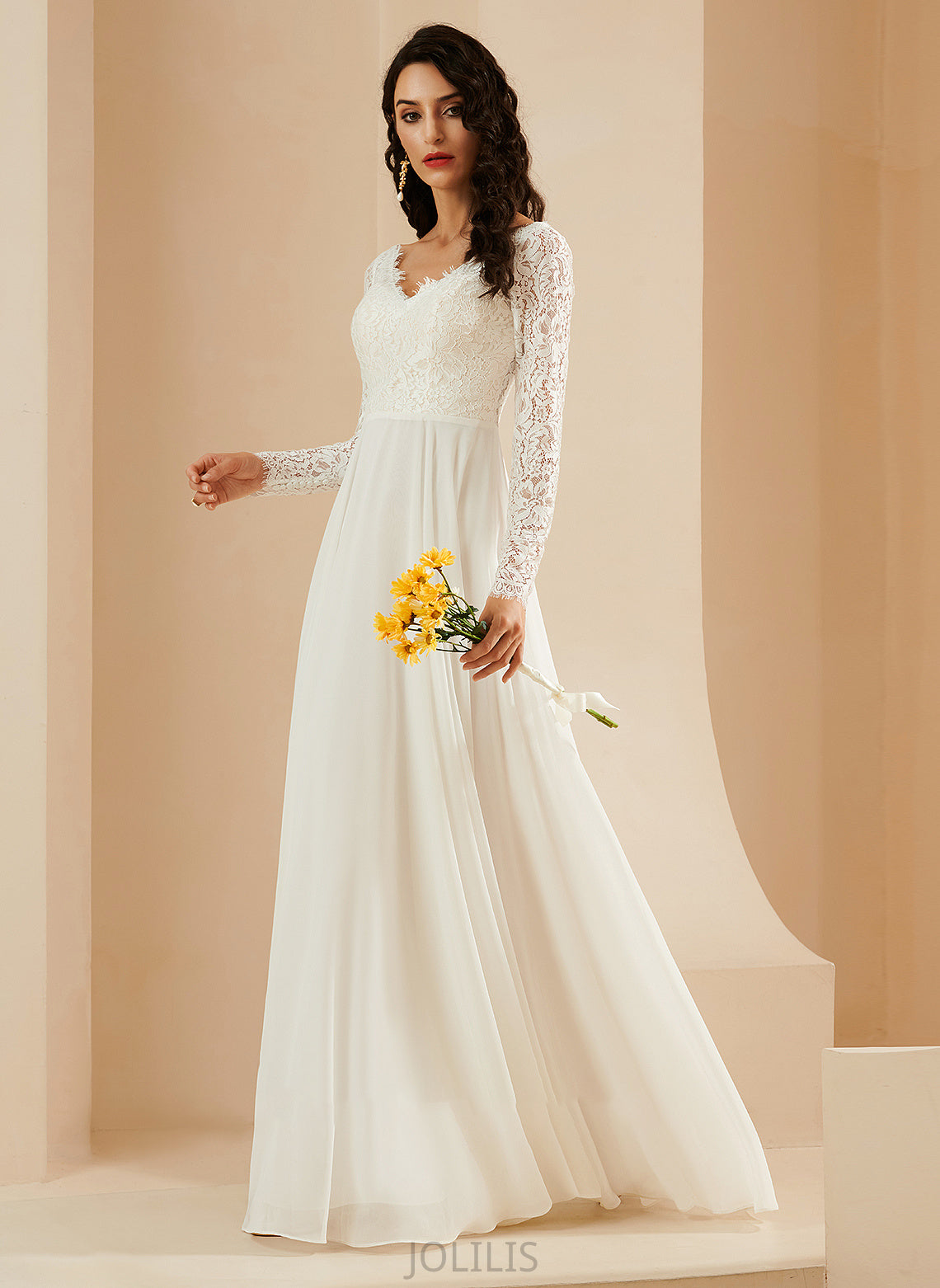 Sweep Alicia Train Wedding V-neck A-Line Lace With Dress Wedding Dresses