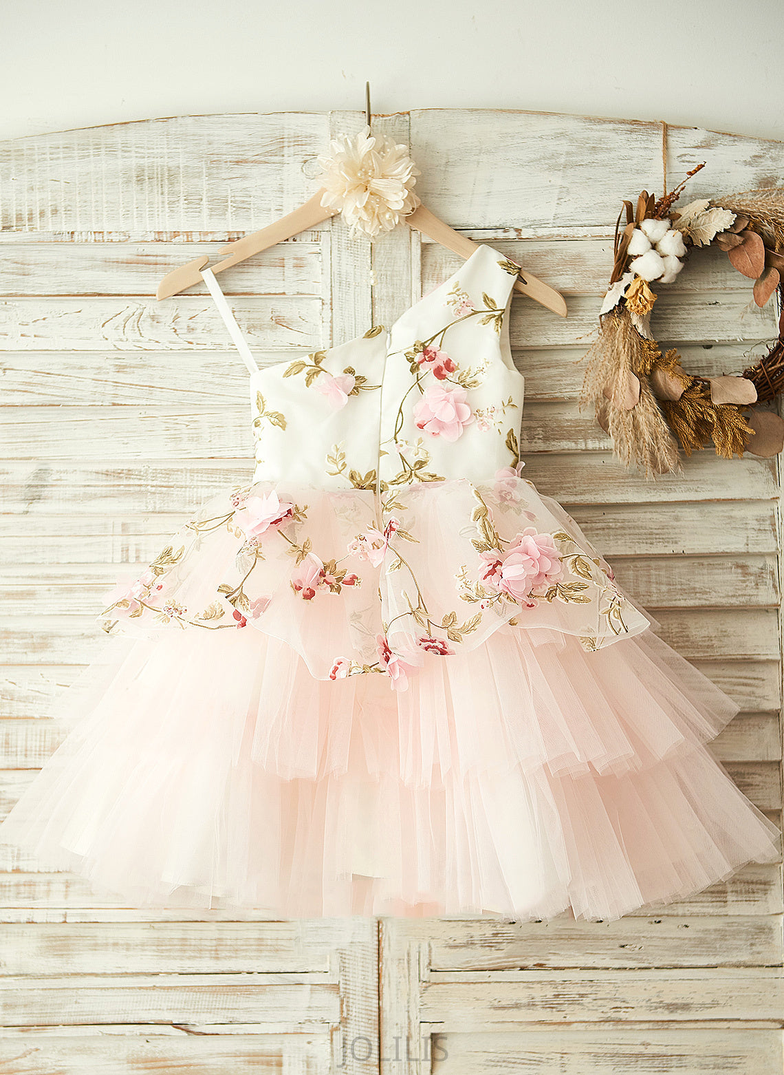 Knee-length Dress Flower Girl Dresses Flower One-Shoulder - Flower(s) A-Line Lyric Girl With Sleeveless Tulle