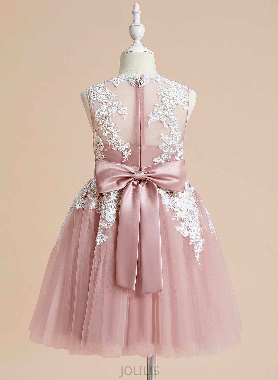 Girl Bow(s) A-Line Tulle/Lace Sleeveless Knee-length - Dress V-neck With Kaley Flower Girl Dresses Flower