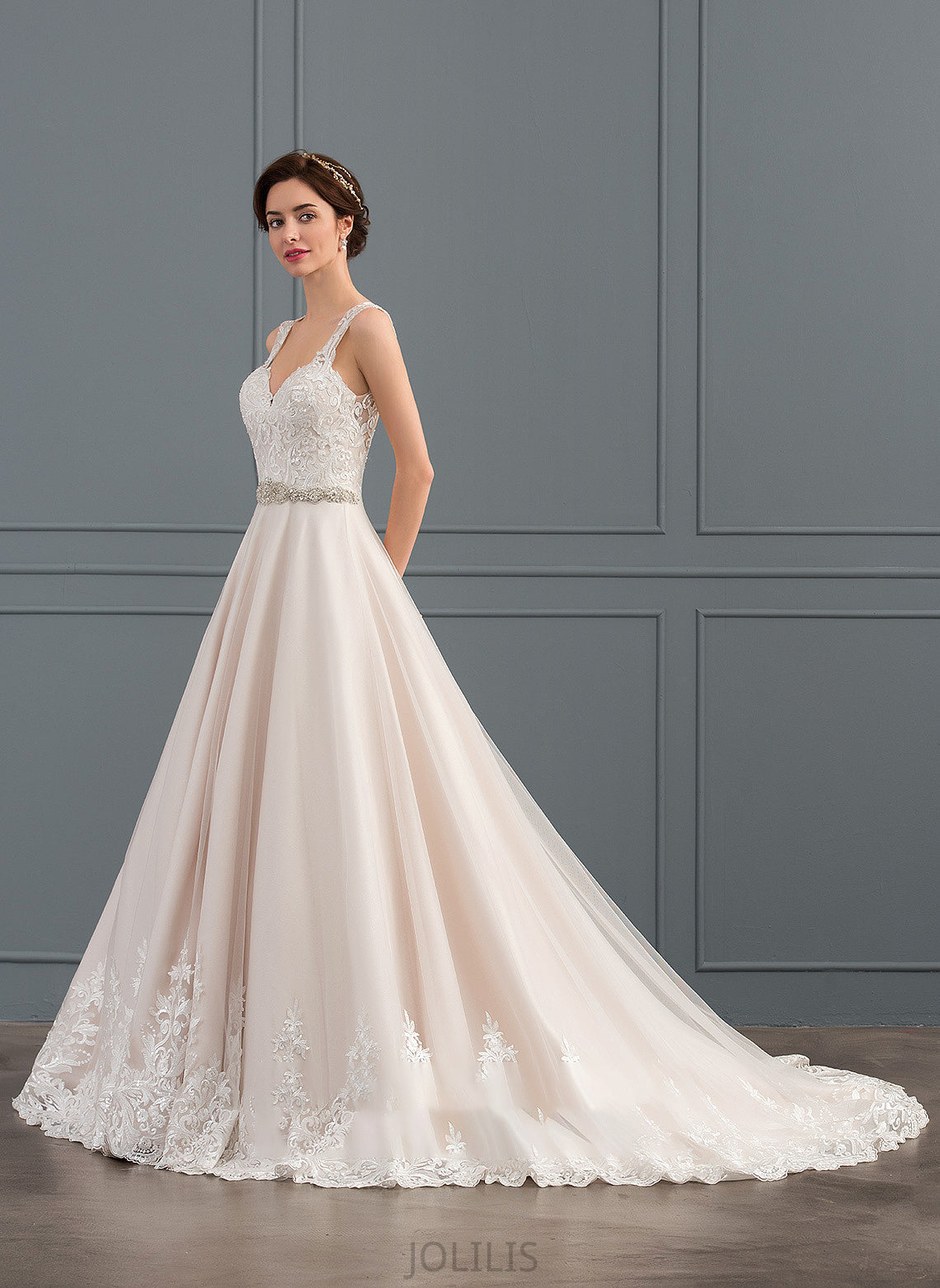 Train Beading Sanaa Wedding Dresses Tulle With Sweetheart Ball-Gown/Princess Wedding Dress Lace Court