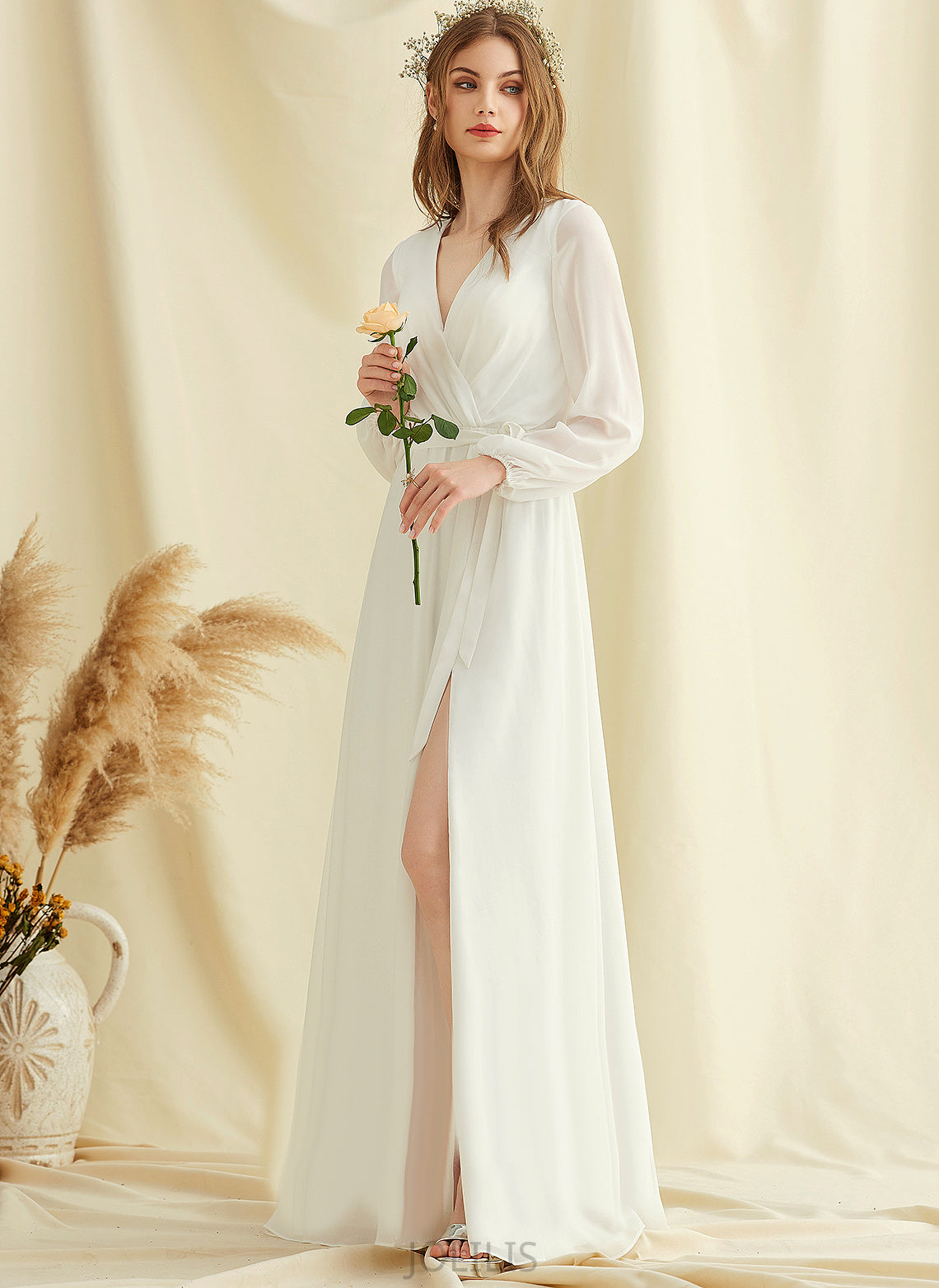 Chiffon Wedding Floor-Length Alexandra Dress A-Line V-neck Wedding Dresses