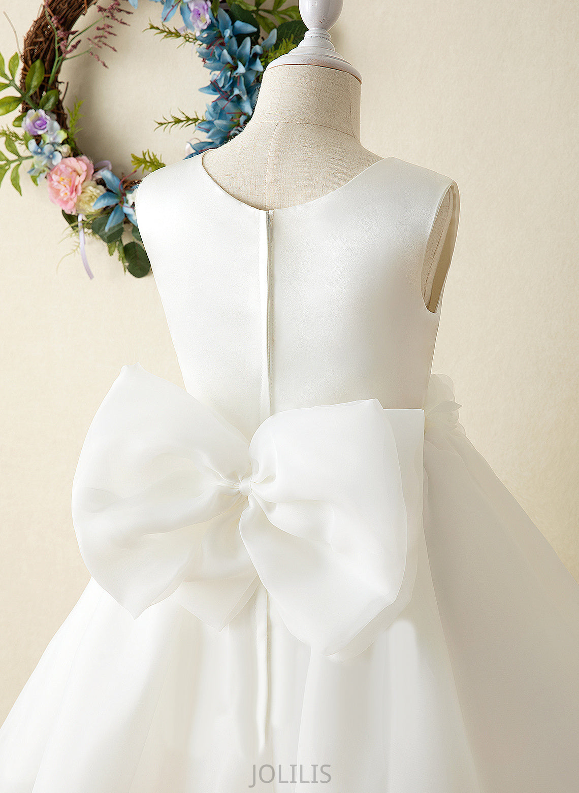 Eileen Sleeveless Organza Dress Scoop Flower Girl Dresses Flower Neck A-Line - Knee-length Girl