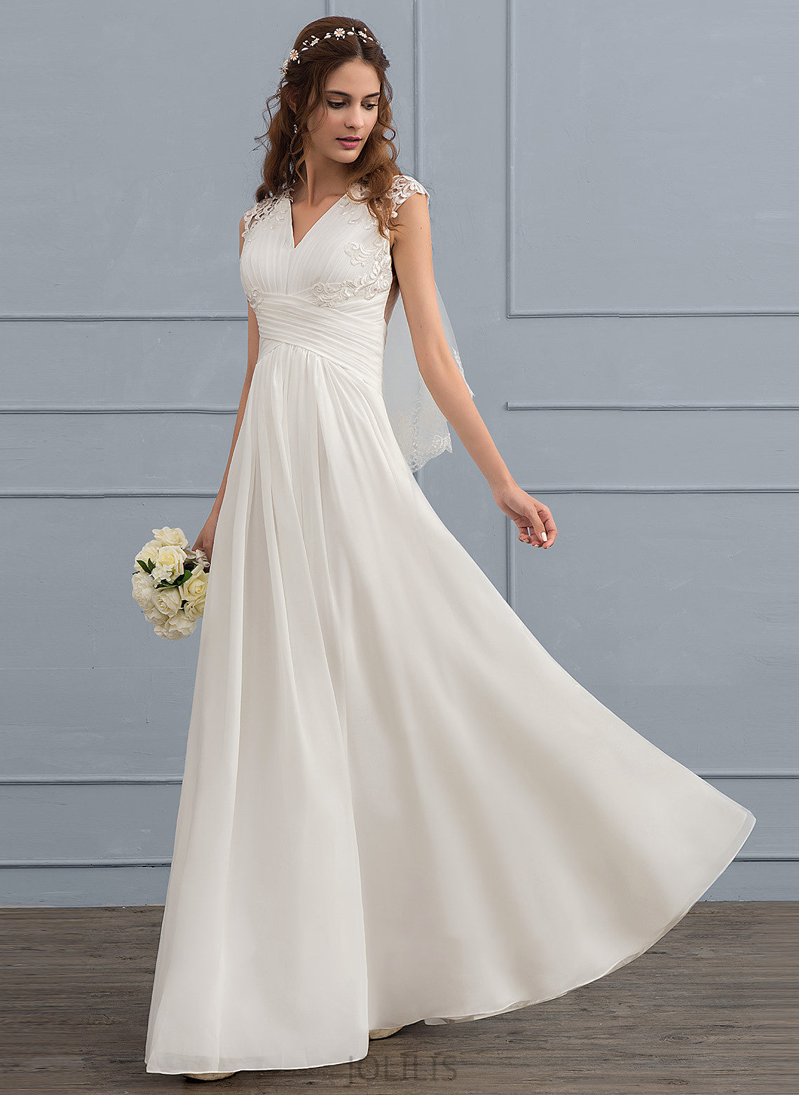 Lace Wedding A-Line Sweetheart Wedding Dresses With Isabelle Dress Ruffle Chiffon Floor-Length