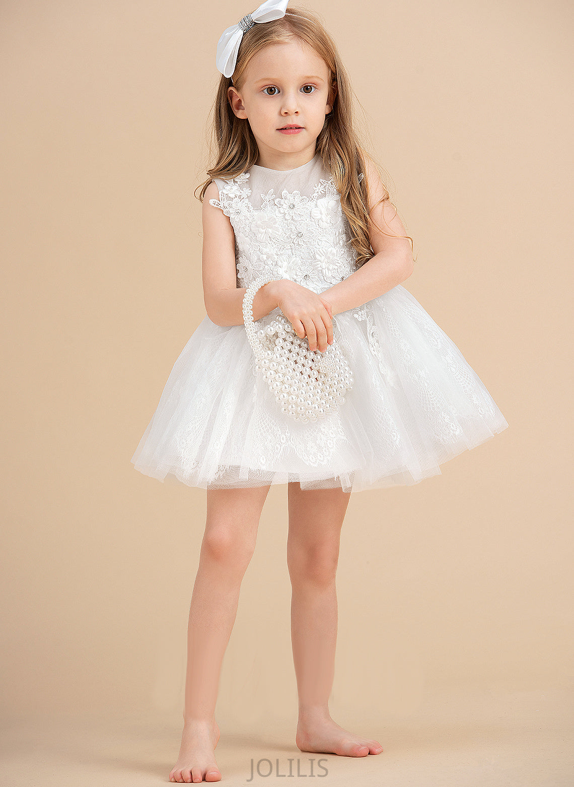 Knee-length Beading/Appliques Neck Girl Flower Girl Dresses Flower Scoop Sleeveless Dress With - Ball-Gown/Princess Alissa Tulle