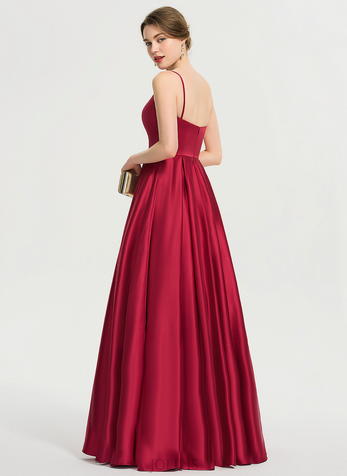 Floor-Length Gwendolyn A-Line Square Prom Dresses Satin