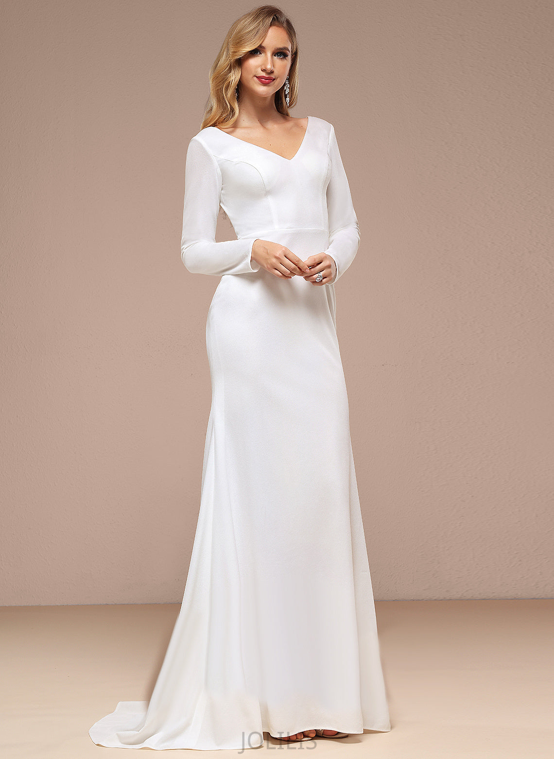 Wedding Chiffon Sweep Dress V-neck Wedding Dresses A-Line Jaylyn Train