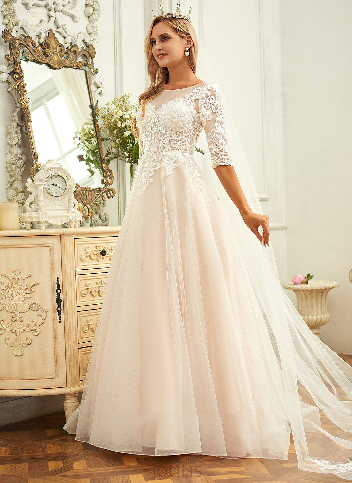 Dress Sweep Neck Scoop Train Tulle Francesca Wedding Ball-Gown/Princess Wedding Dresses Lace