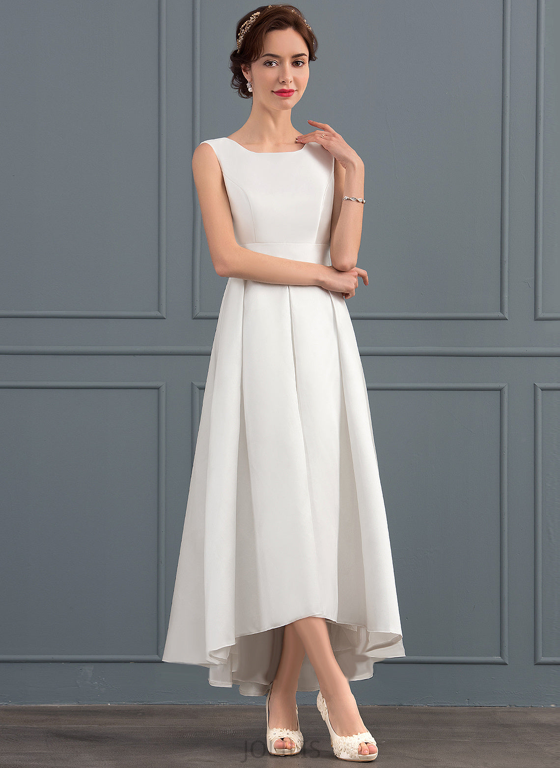 Dress Square Satin Asymmetrical Priscilla Wedding Dresses Wedding A-Line