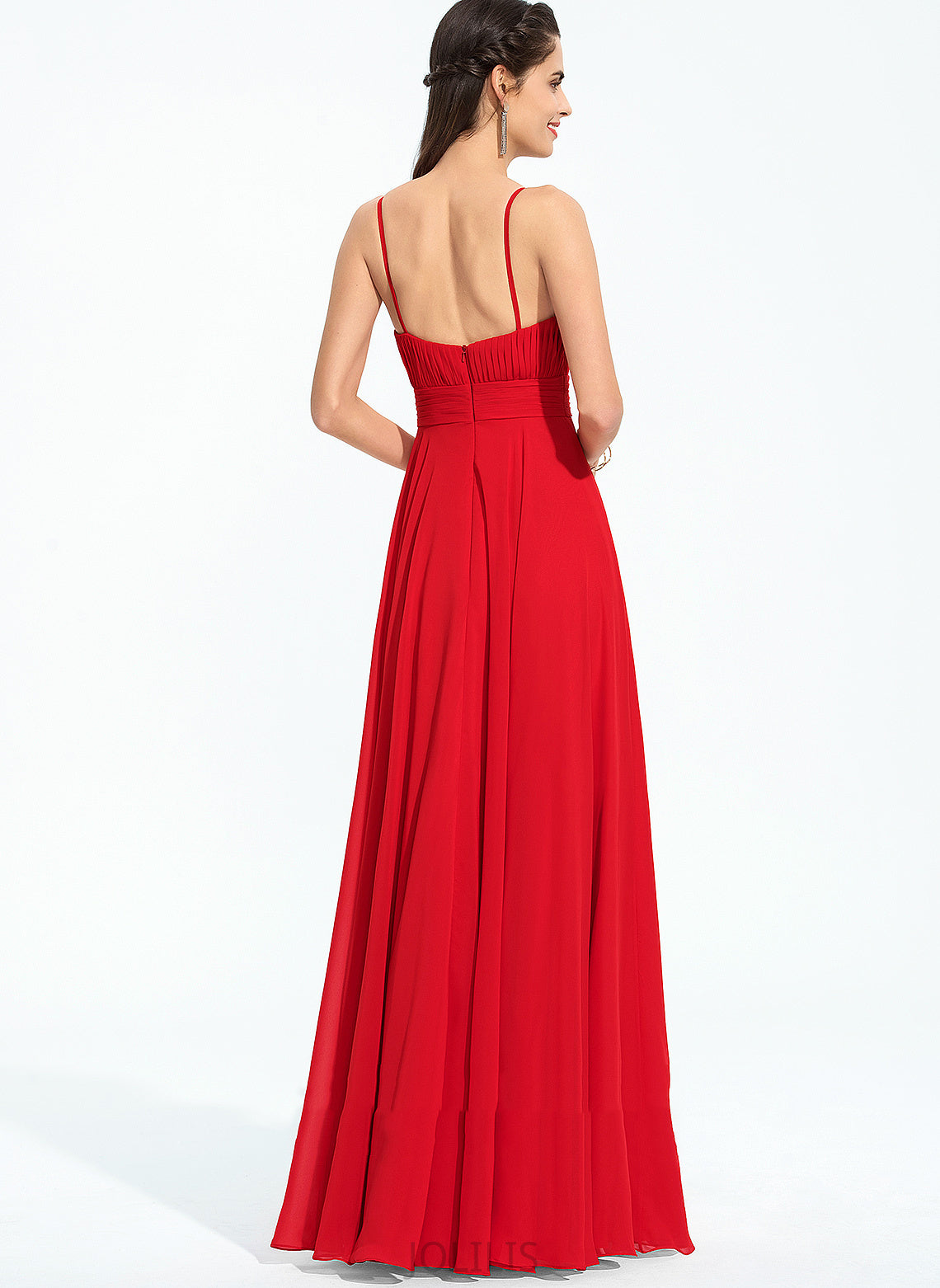 Prom Dresses Ruffle V-neck With A-Line Joslyn Floor-Length Chiffon