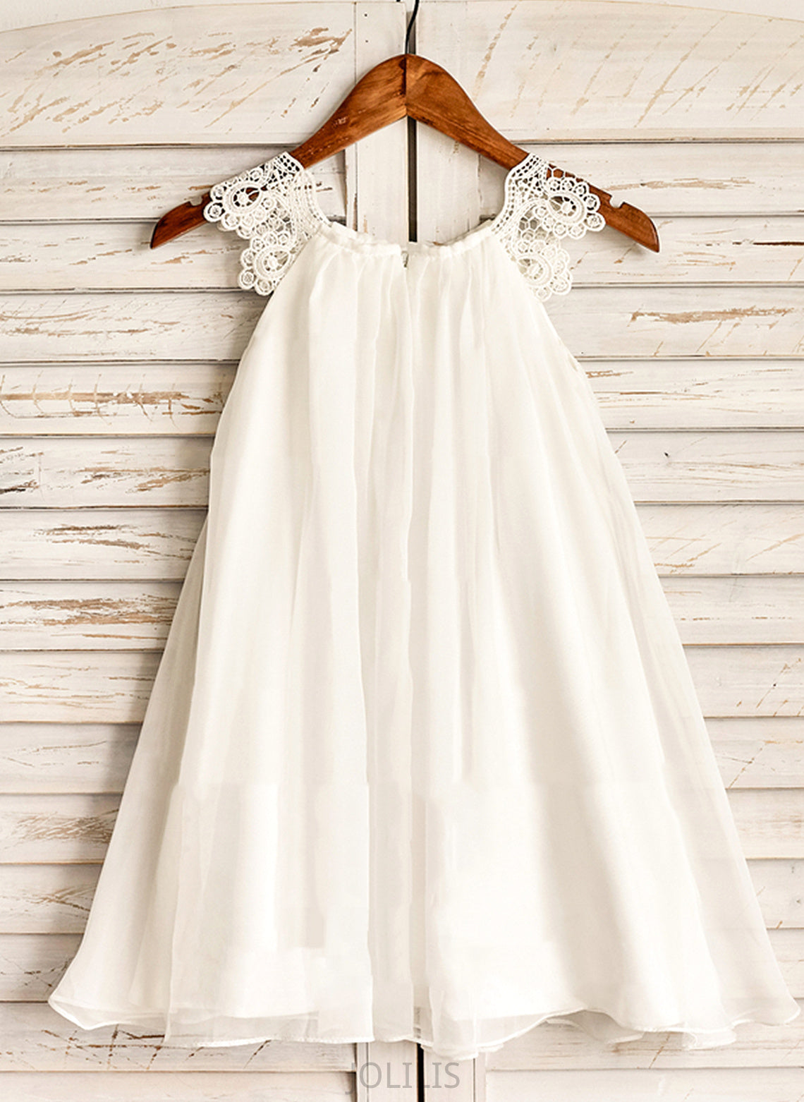 Flower Chiffon Lace Knee-length A-Line - Sleeveless Dress With Scoop Girl Flower Girl Dresses Genevieve Neck