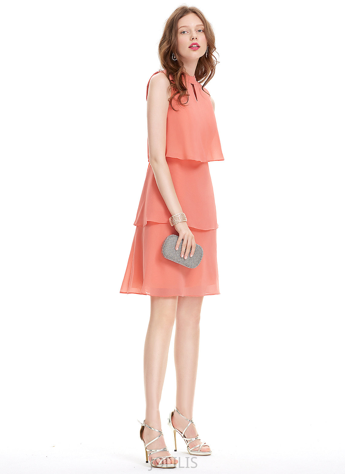 Sally Homecoming Knee-Length Dress Scoop Homecoming Dresses Neck A-Line Chiffon