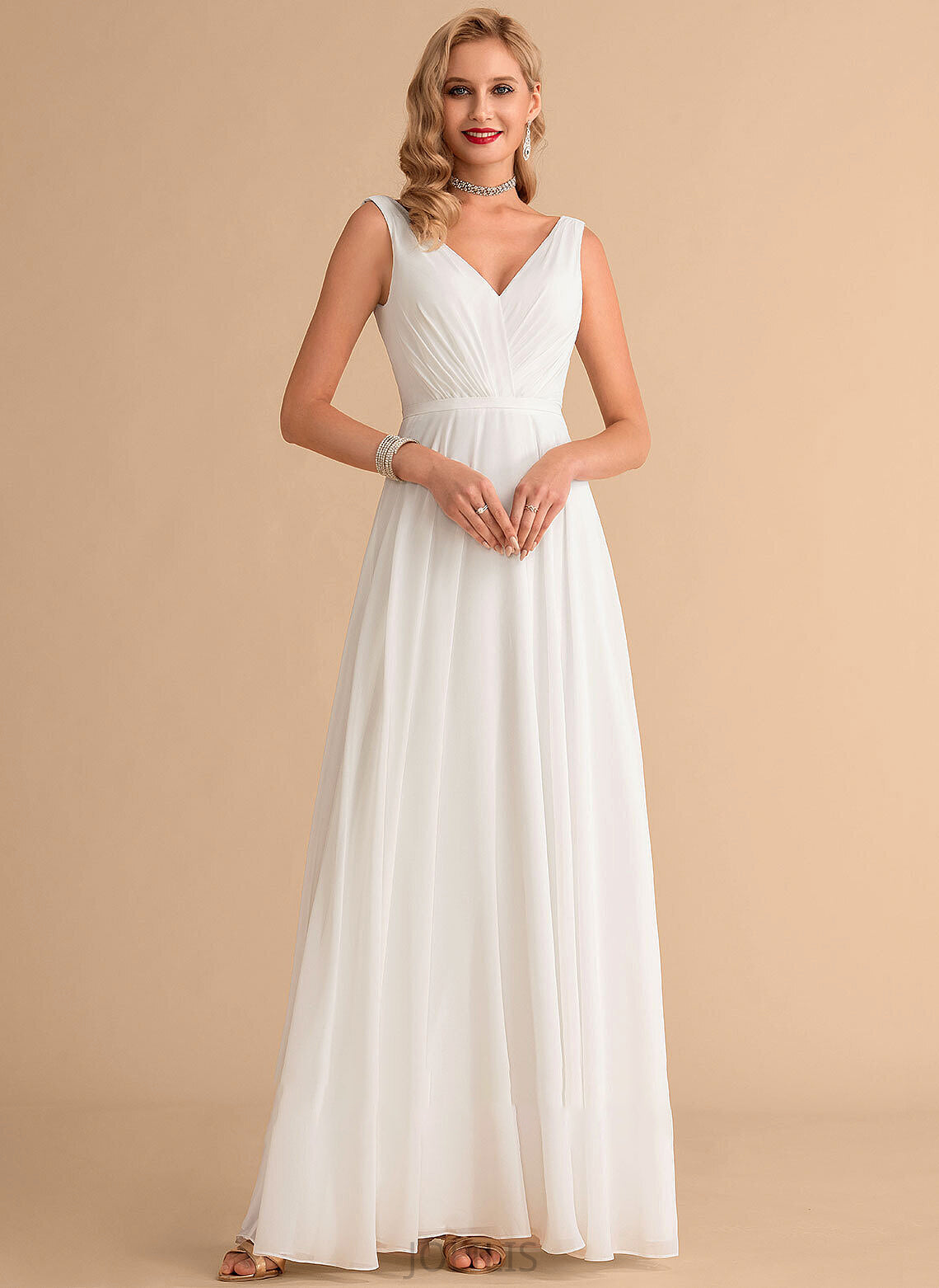 Dress Skye A-Line Wedding Dresses Floor-Length Wedding V-neck With Ruffle Chiffon