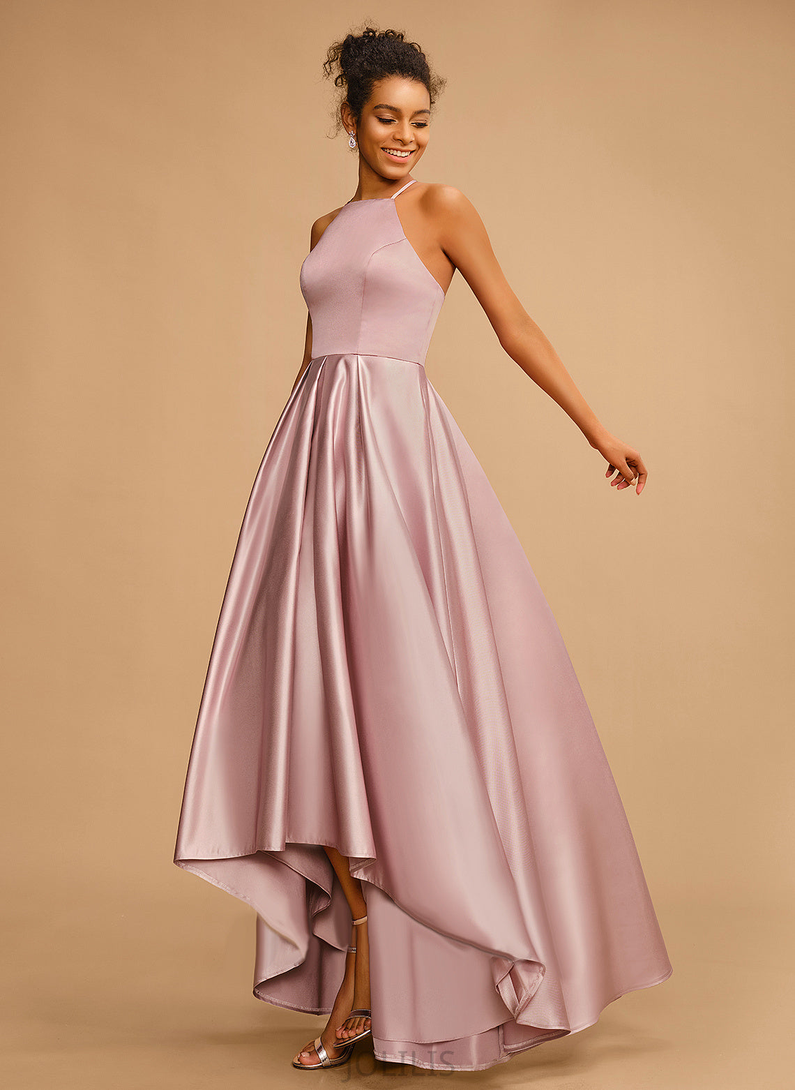 Square A-Line Asymmetrical Prom Dresses Mikayla Satin