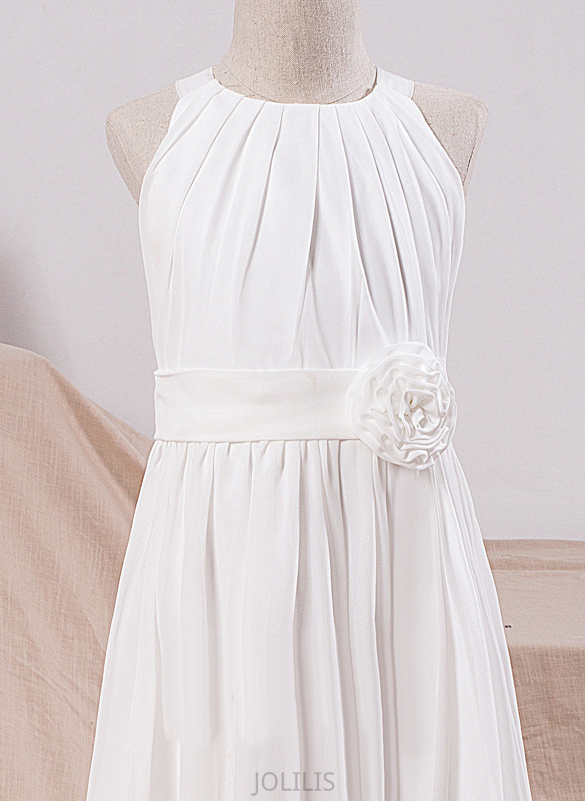 sash) (Undetachable With Neck Scoop Flower(s) Dress Kianna Ankle-length - Flower Girl Dresses A-Line Sleeveless Flower Girl Chiffon