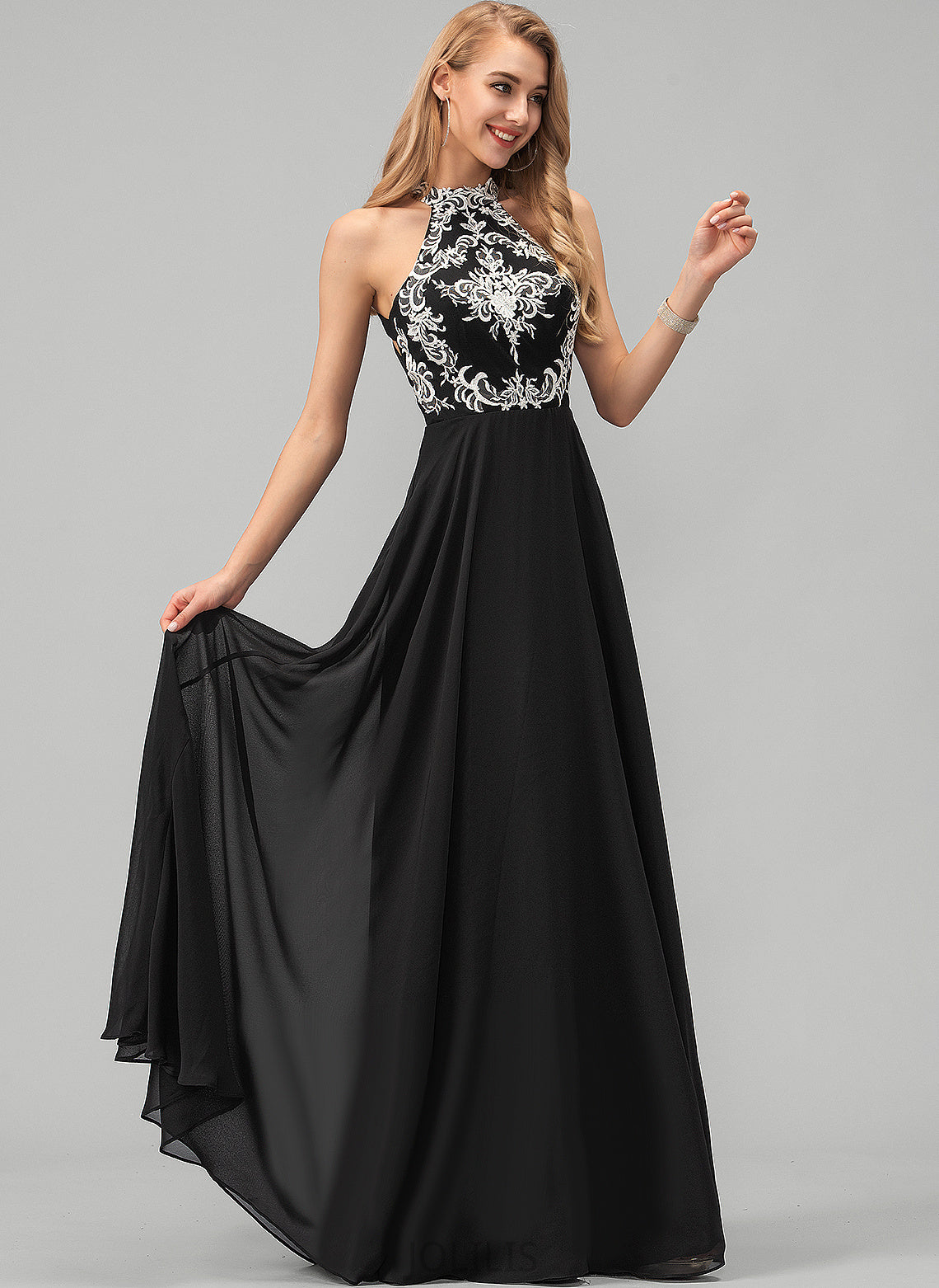 Chiffon Floor-Length Prom Dresses Scoop A-Line Anaya