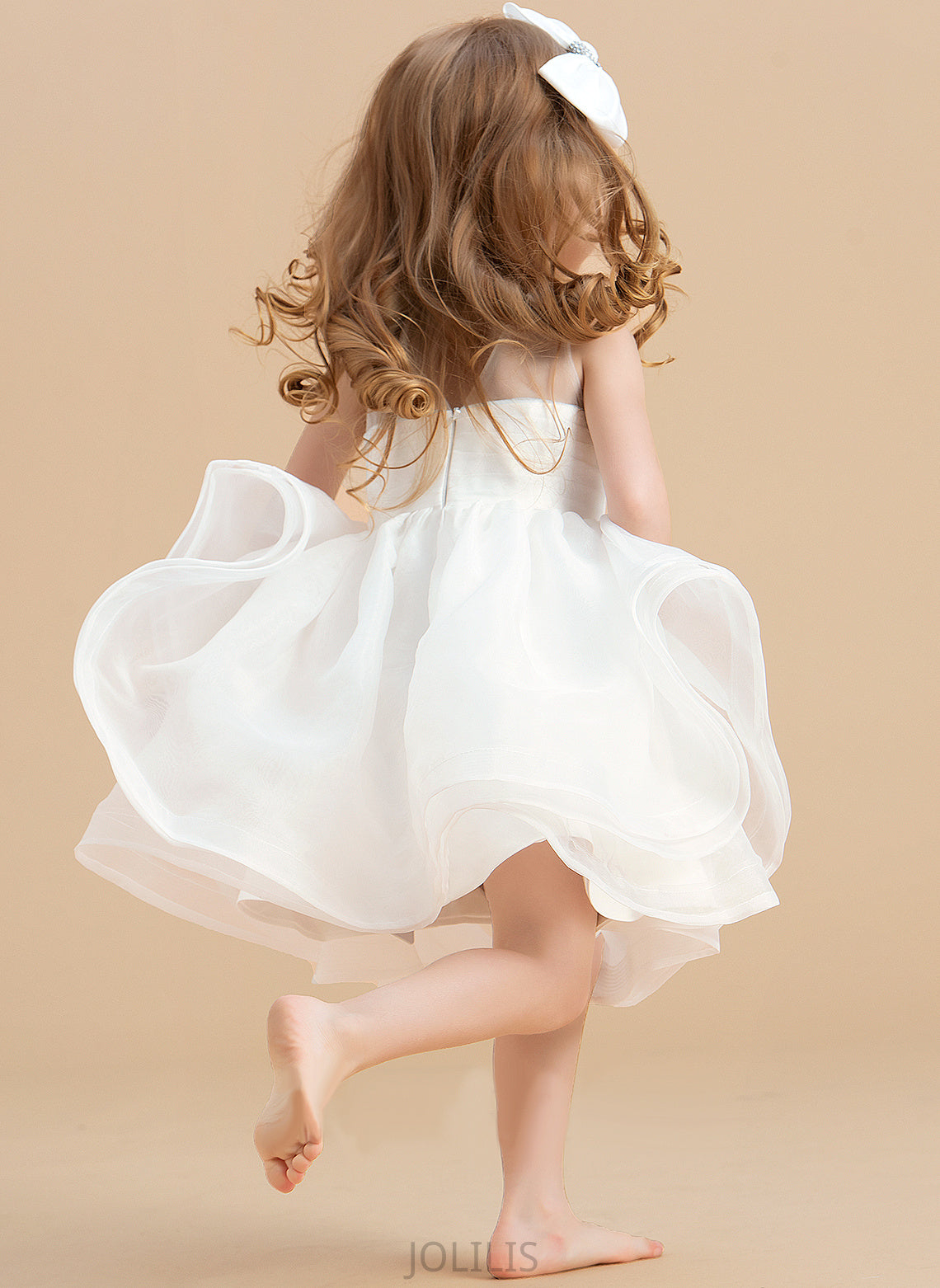 V Flower Dress Organza With Flower Girl Dresses Girl Scoop Neck Ball-Gown/Princess Sleeveless Knee-length - Back Jazlyn