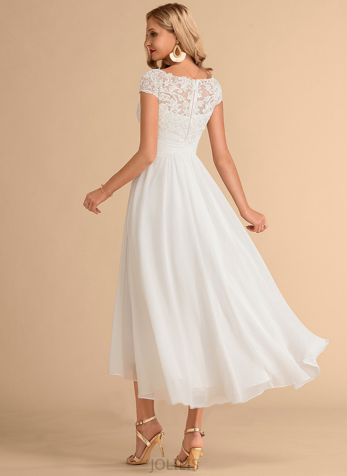 Chiffon Scoop Wedding Dresses Asymmetrical A-Line Alondra Wedding Lace Dress