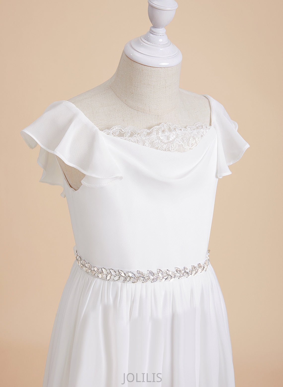 Dress Girl - Neck Short A-Line Chiffon/Lace Sleeves Beading Flower With Ankle-length Valerie Scoop Flower Girl Dresses