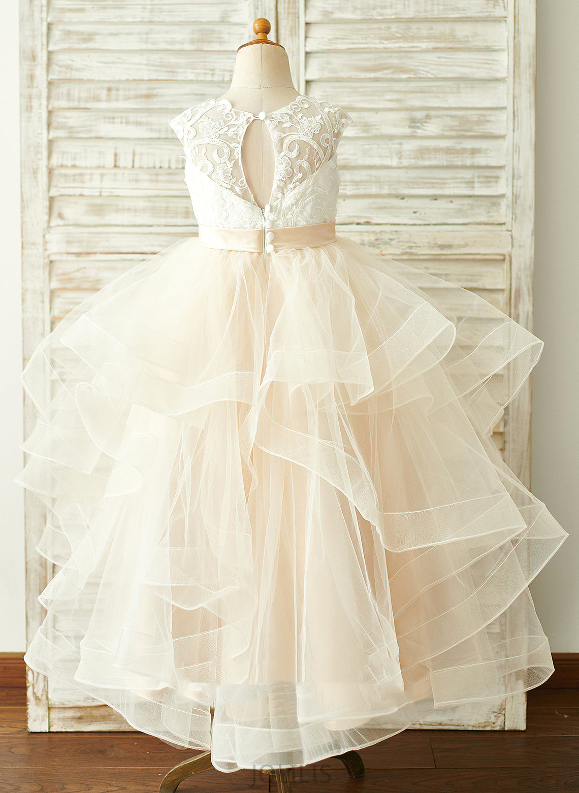 Scoop Neck Dress Floor-length Sleeveless Girl Ball-Gown/Princess Tulle/Lace Flower - Ayanna Flower Girl Dresses