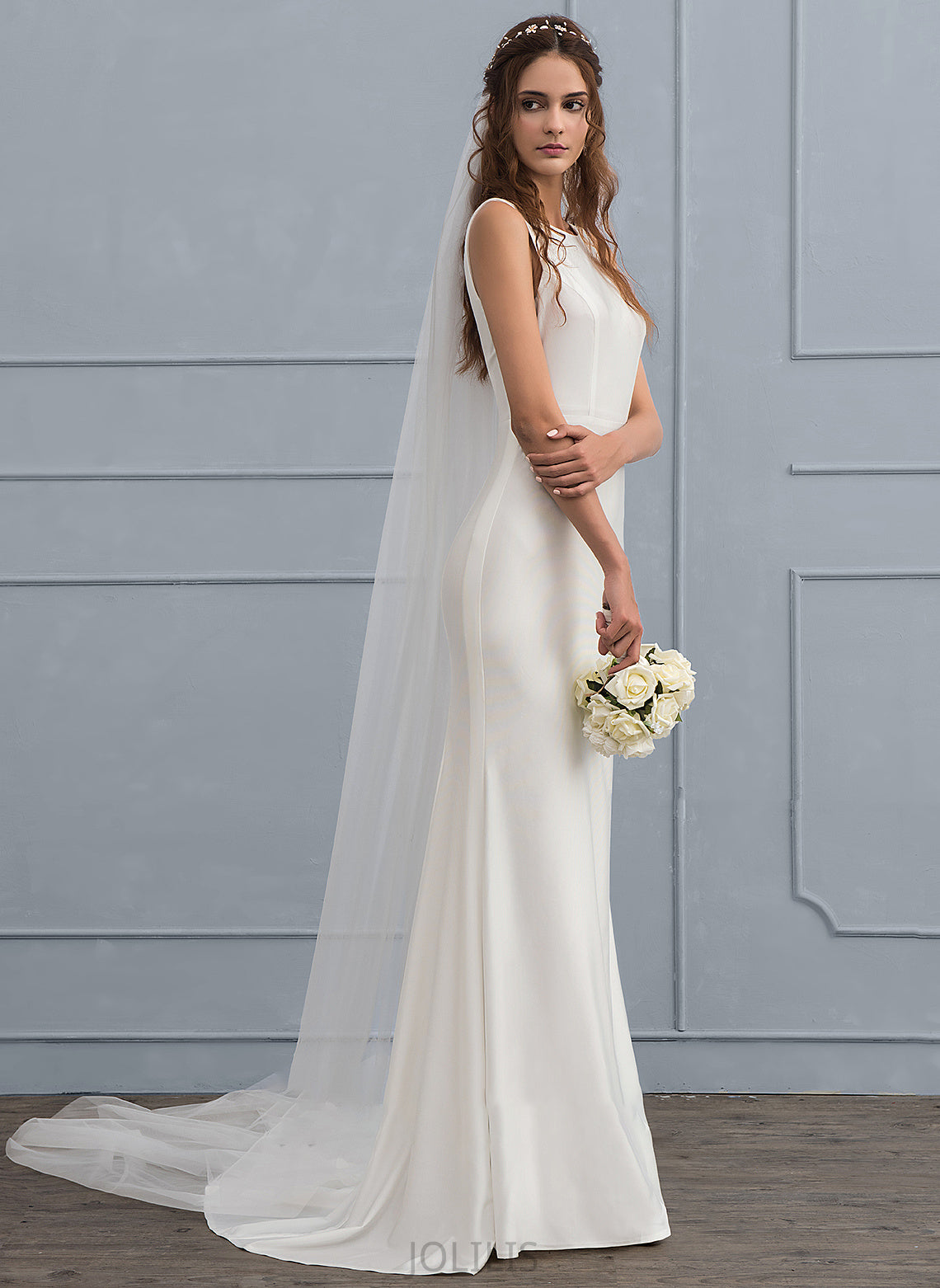 Neck Jersey Wedding Scoop Train Trumpet/Mermaid Megan Wedding Dresses Sweep Dress