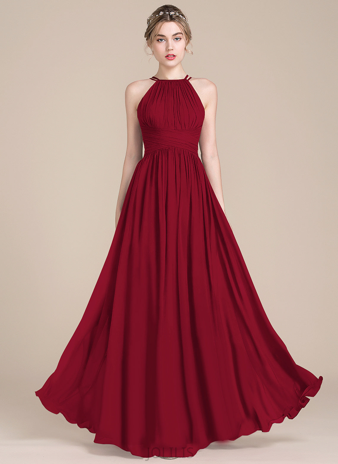 Chiffon Floor-Length Vera Prom Dresses Ruffle A-Line Scoop With