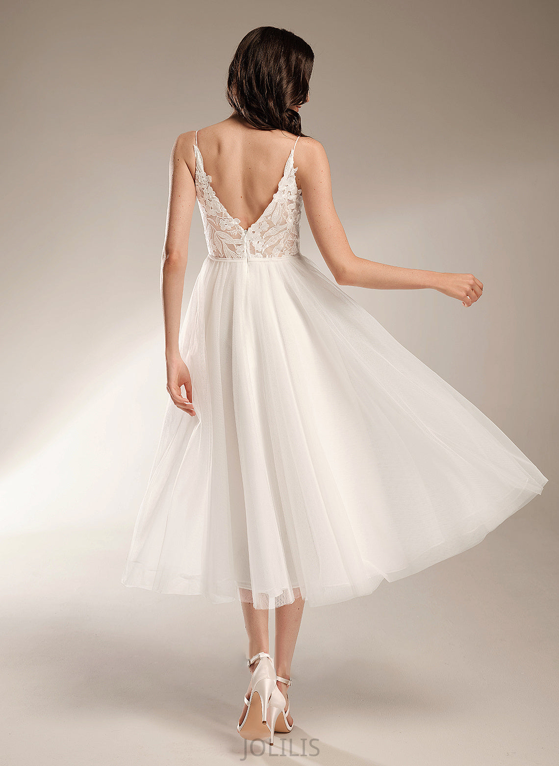 A-Line Madge Wedding Dresses Dress V-neck Tea-Length Wedding