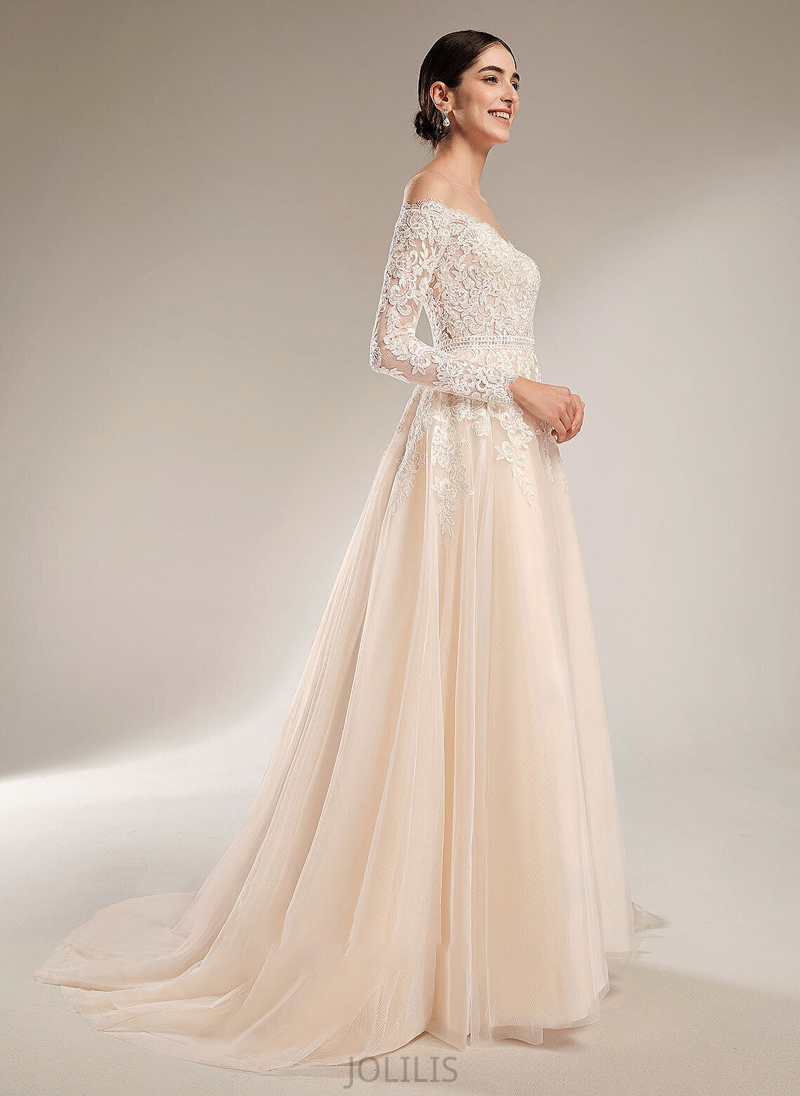 Illusion Ball-Gown/Princess Wedding Train Dana Wedding Dresses With Sequins Dress Chapel