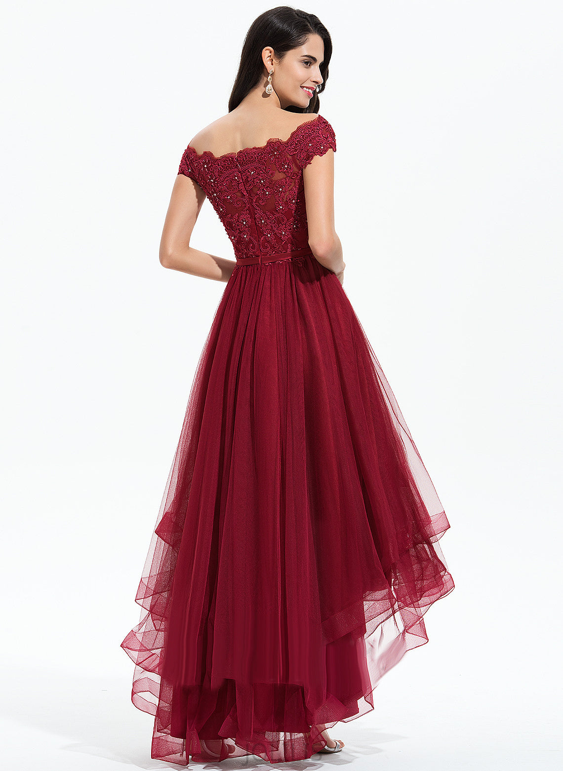 Sequins Dress Off-the-Shoulder Rosa Bow(s) A-Line With Wedding Dresses Lace Wedding Tulle Beading Asymmetrical