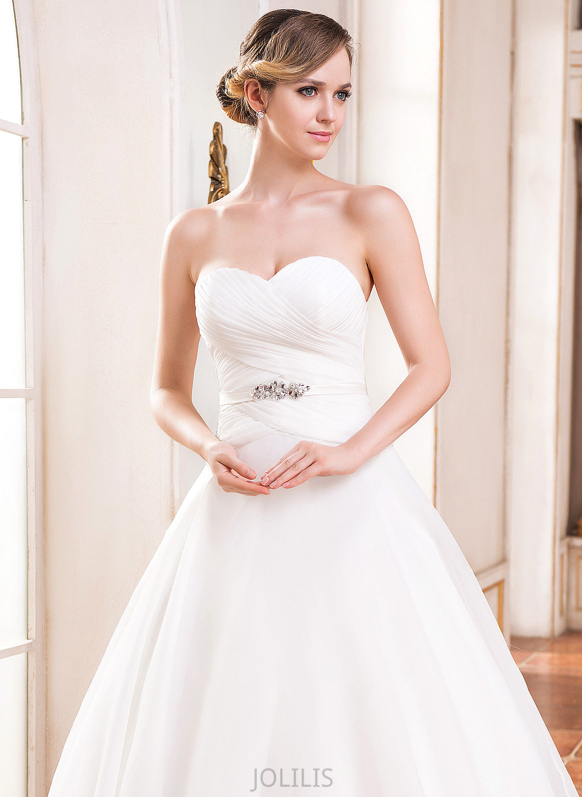 Dress Ruffle Organza Luciana Sequins Wedding Dresses Floor-Length With Ball-Gown/Princess Wedding Sweetheart Beading