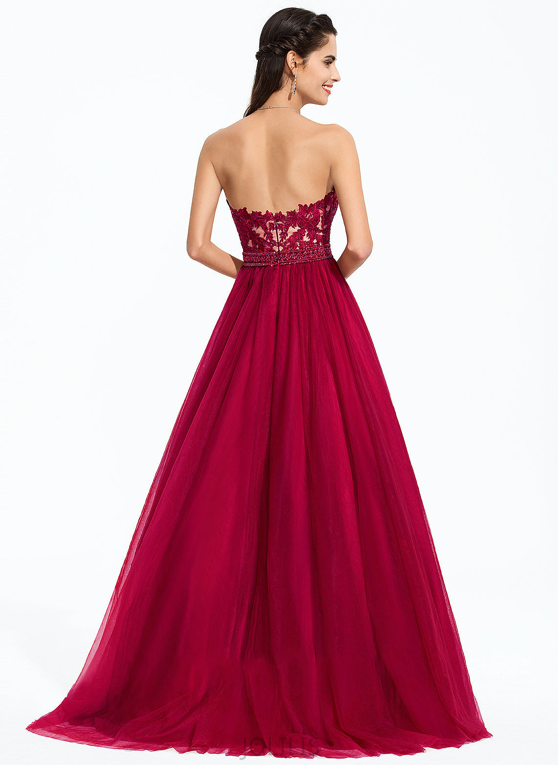 Tulle Ball-Gown/Princess Sweetheart Prom Dresses Sequins Beading With Train Nellie Sweep