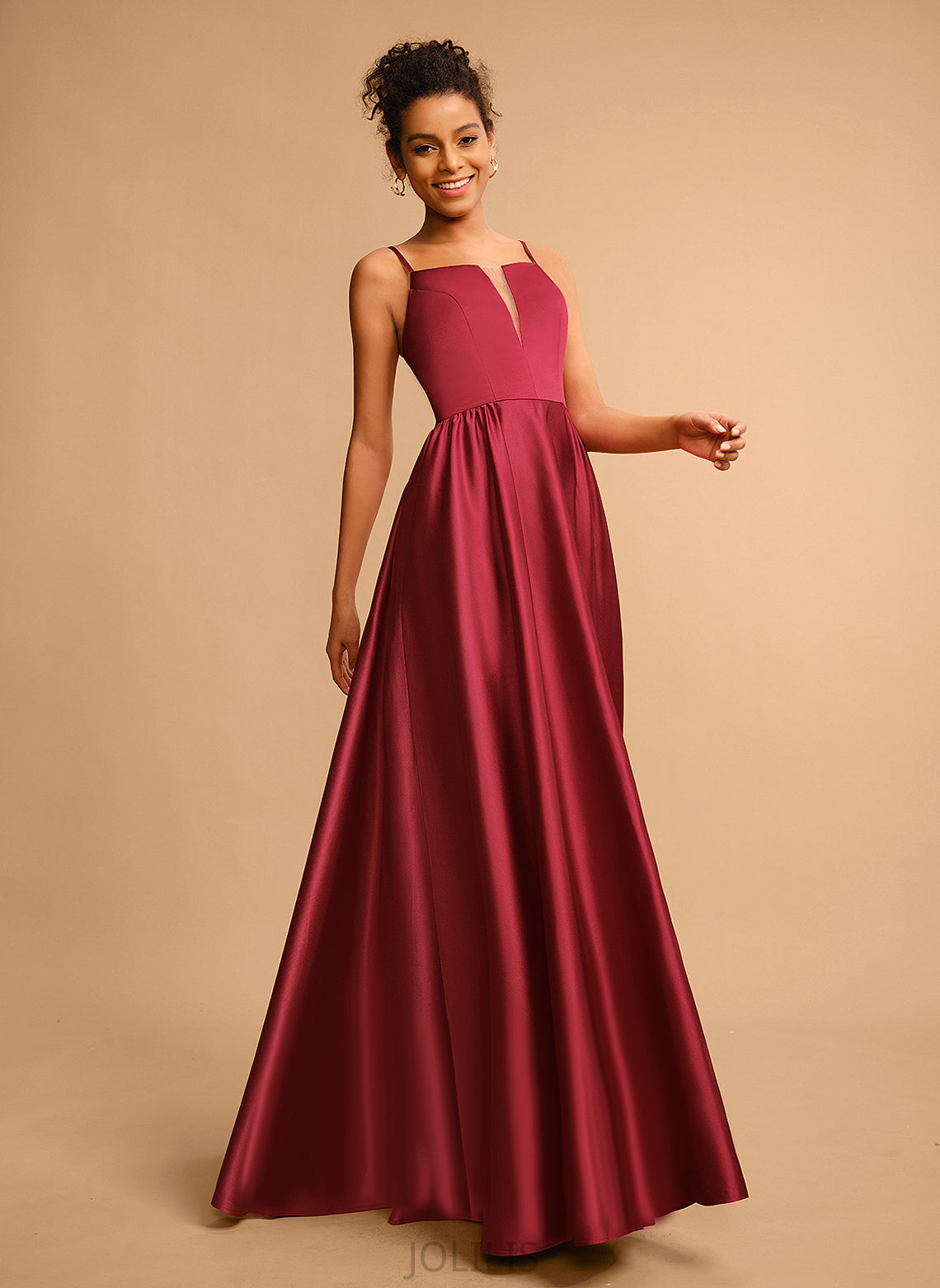 Floor-Length Square Lucia Prom Dresses Satin A-Line