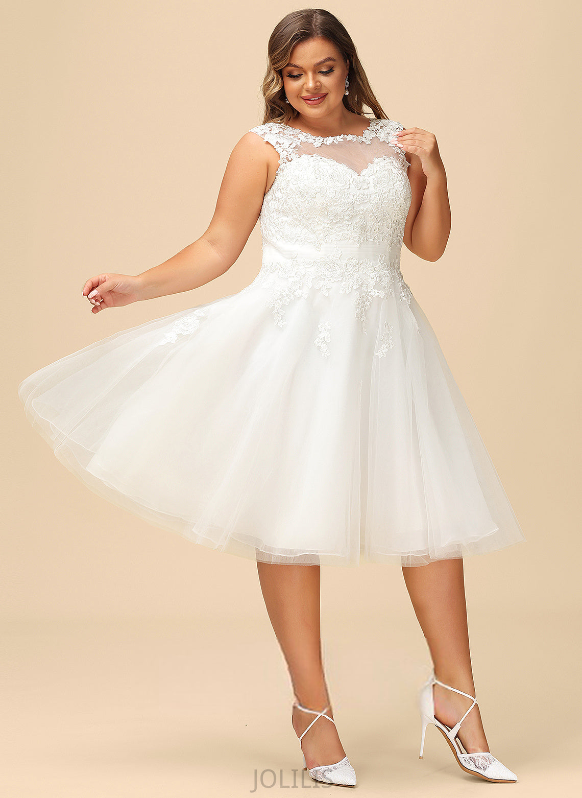 Asymmetrical Ruffle A-Line Illusion Lace Tulle Mariela Dress With Wedding Wedding Dresses