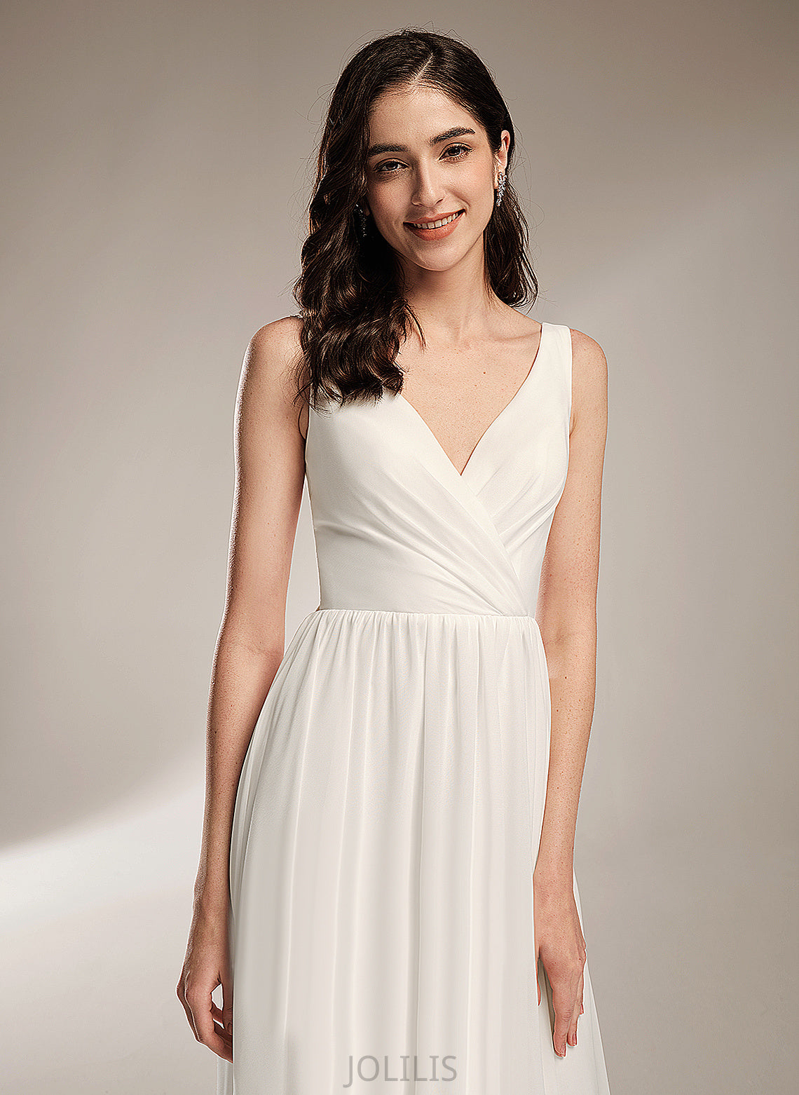 Wedding A-Line Court Lace Chiffon V-neck Train Dress With Jayleen Wedding Dresses