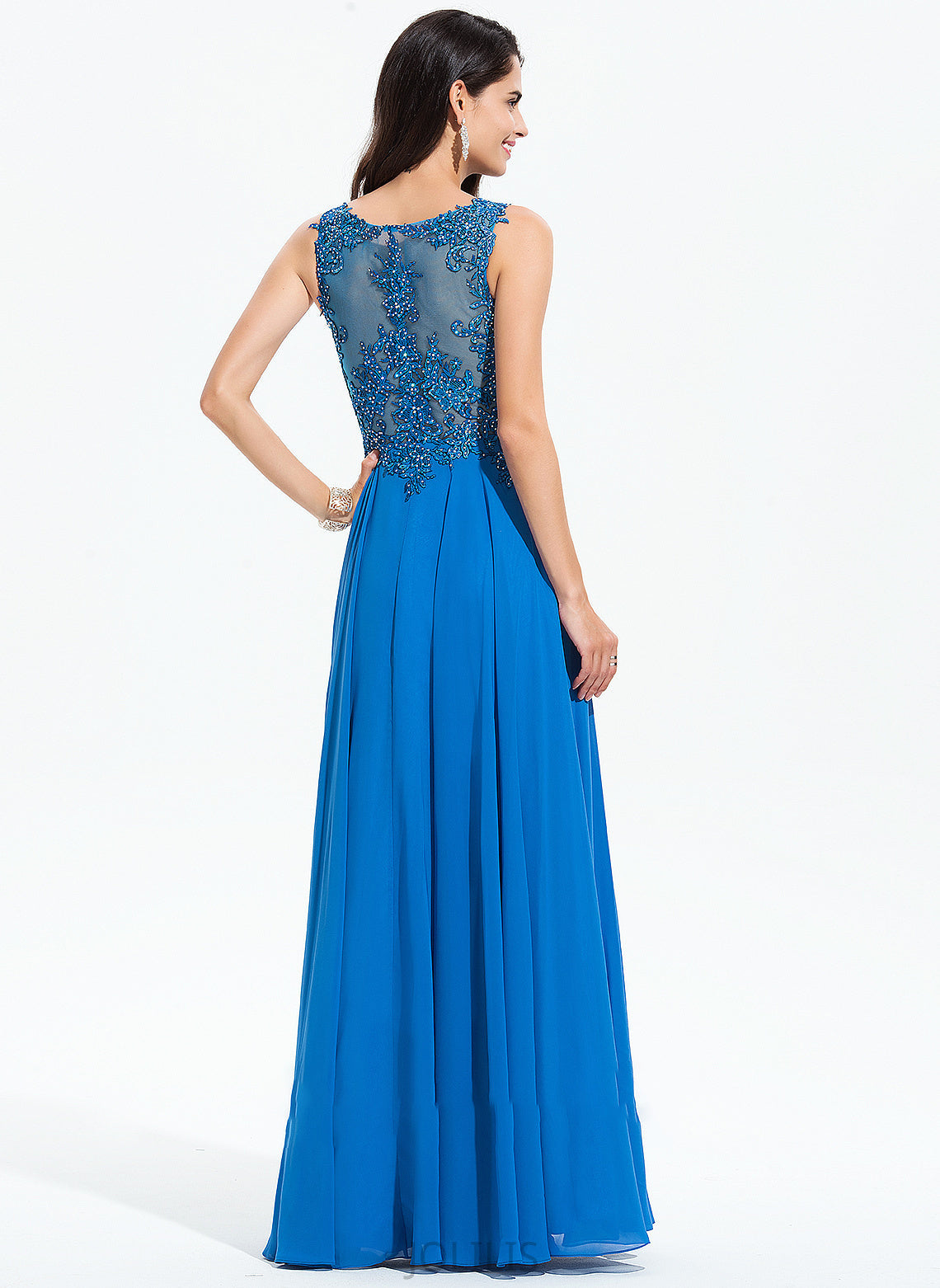 Scoop Lace Floor-Length Neck A-Line With Karlee Prom Dresses Beading Sequins Chiffon