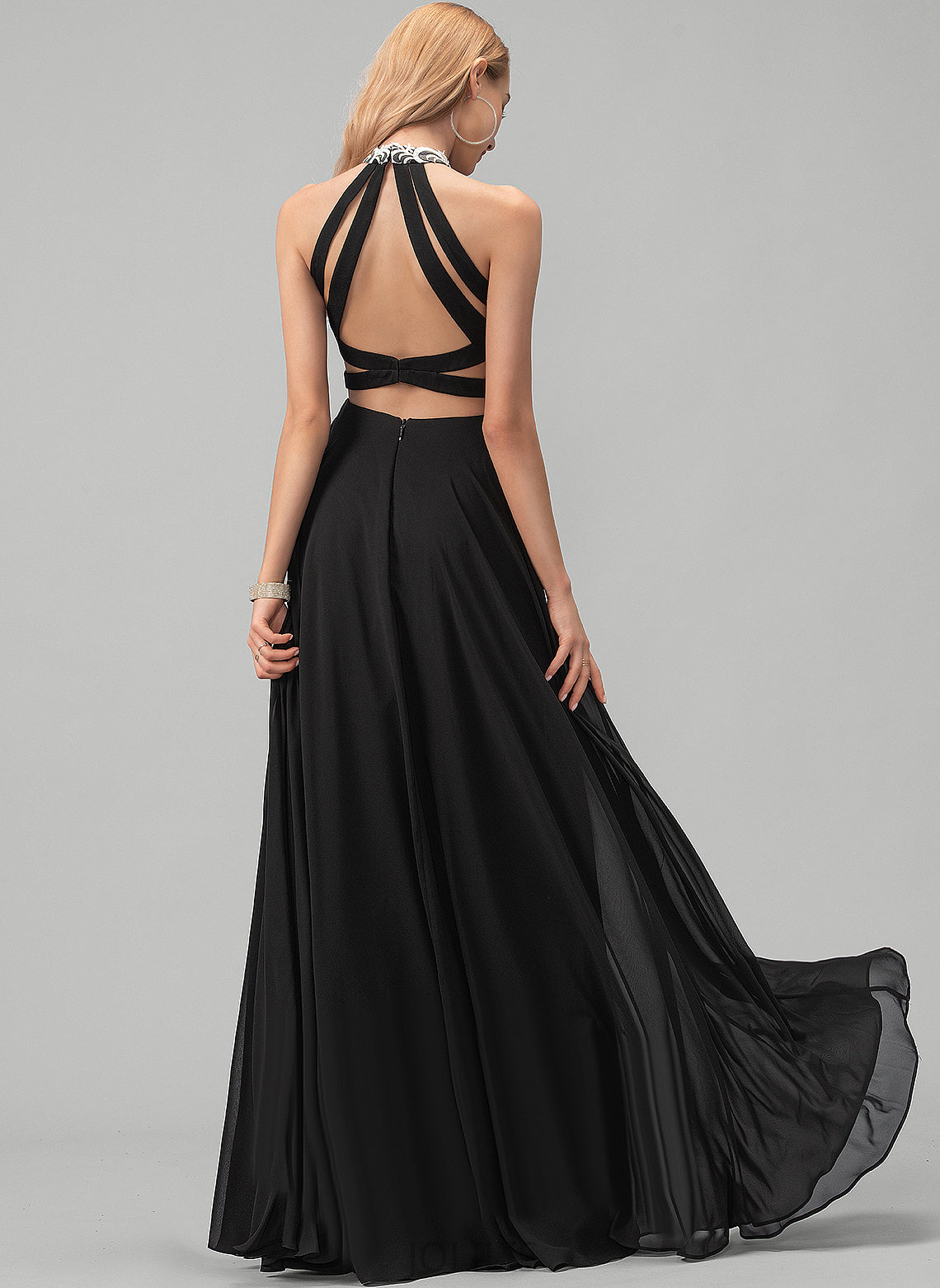 Chiffon Floor-Length Prom Dresses Scoop A-Line Anaya