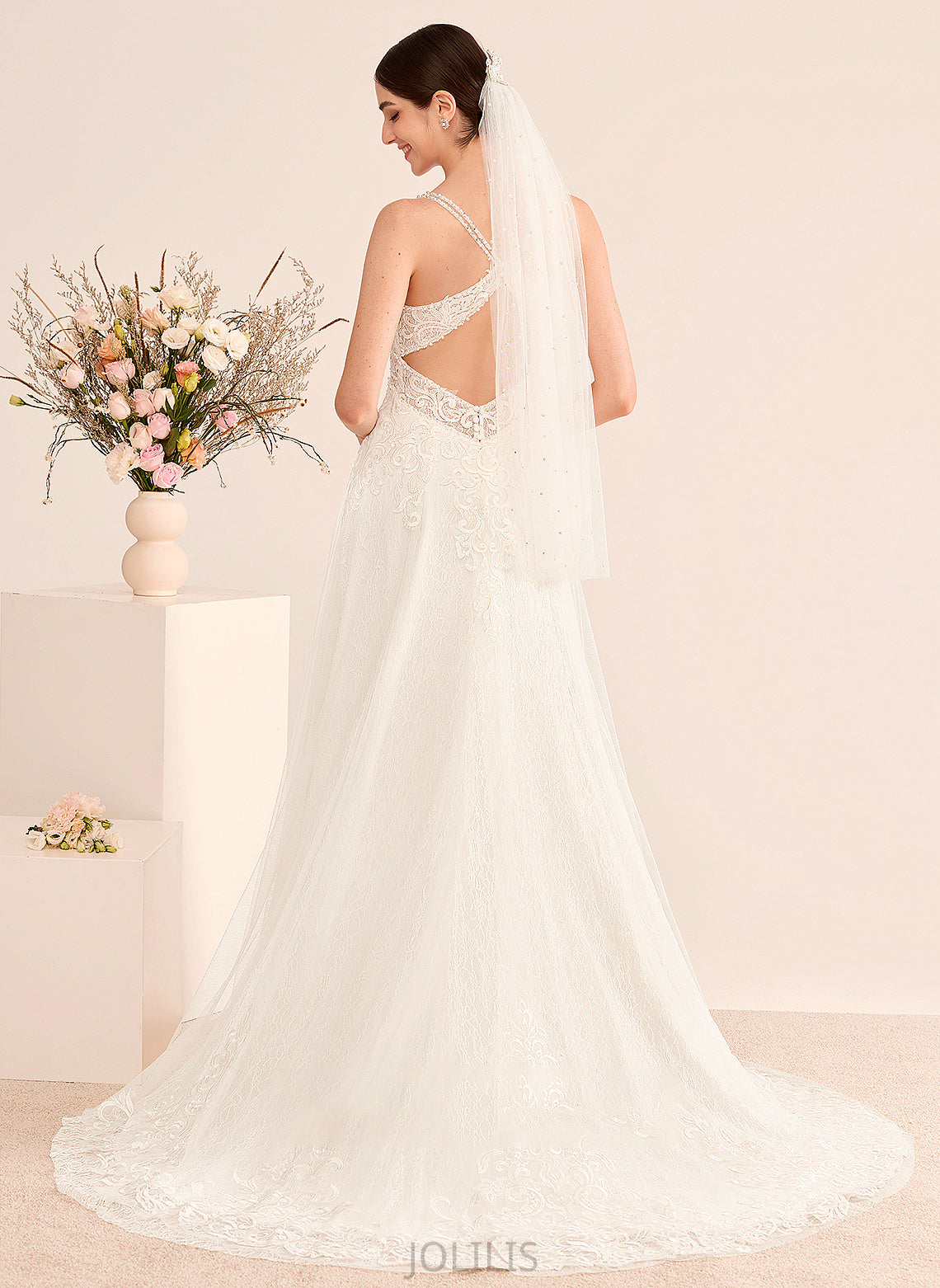 Wedding Dresses V-neck Train With Court Beading Brielle Dress A-Line Wedding