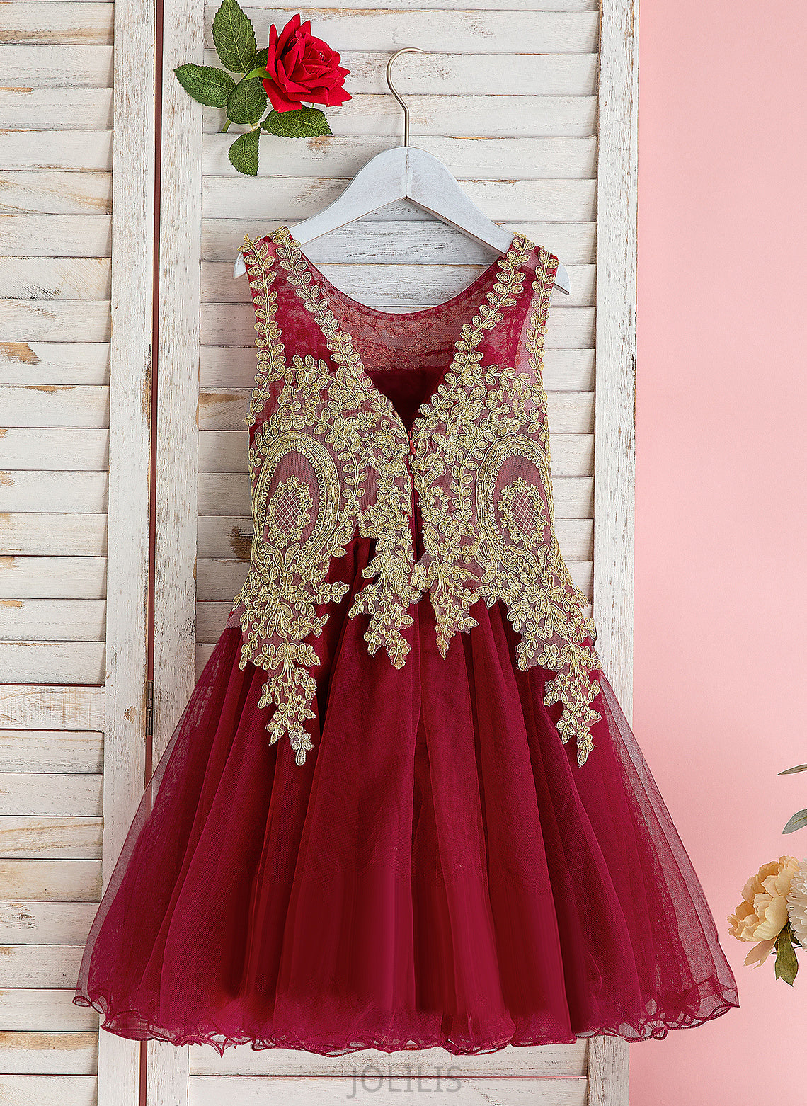 Knee-length Scoop Sleeveless Lace - Dress Marely Neck A-Line Girl Flower Girl Dresses With Tulle Flower