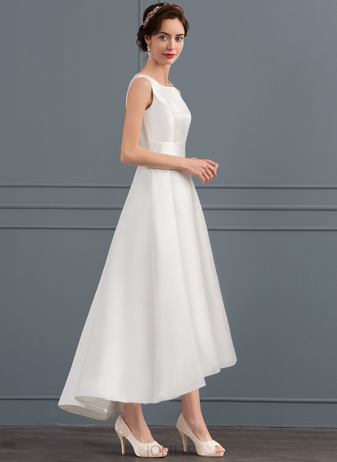 Dress Square Satin Asymmetrical Priscilla Wedding Dresses Wedding A-Line