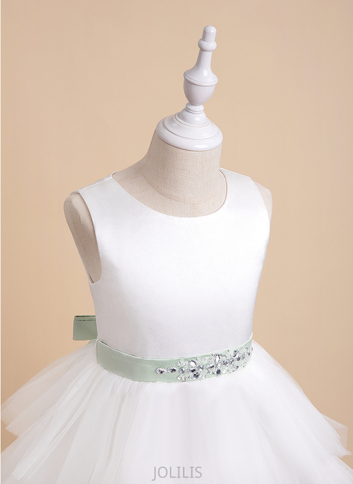 Ball-Gown/Princess Tulle With Dress Sleeveless sash) Girl - Flower Katelyn Sash/Beading Flower Girl Dresses (Detachable Asymmetrical Neck Scoop