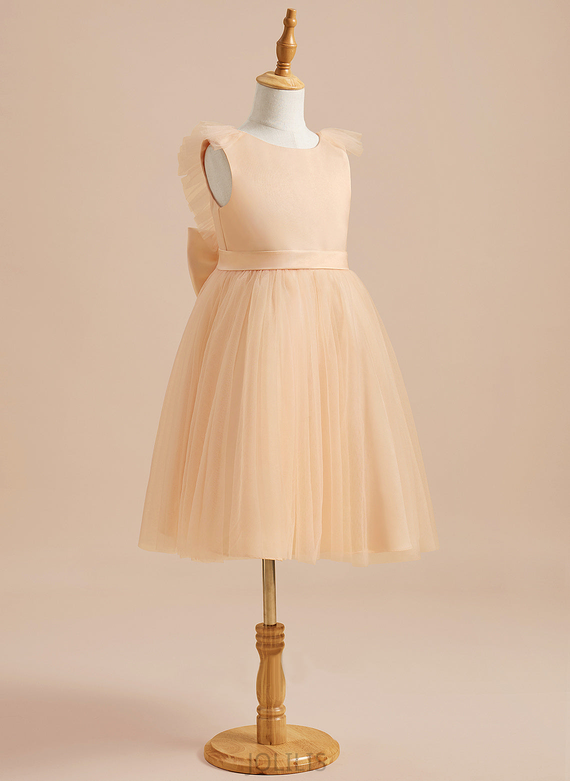 A-Line Dress Neck Angelina Girl Flower Girl Dresses Sleeveless Knee-length With Bow(s) Scoop - Tulle Flower